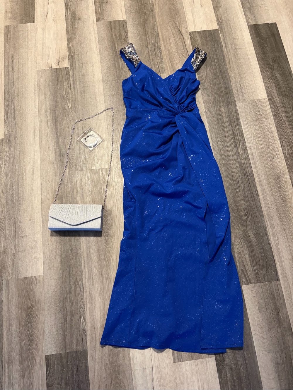 Ever Pretty Royal Blue Sequin-Trim Maxi Dress